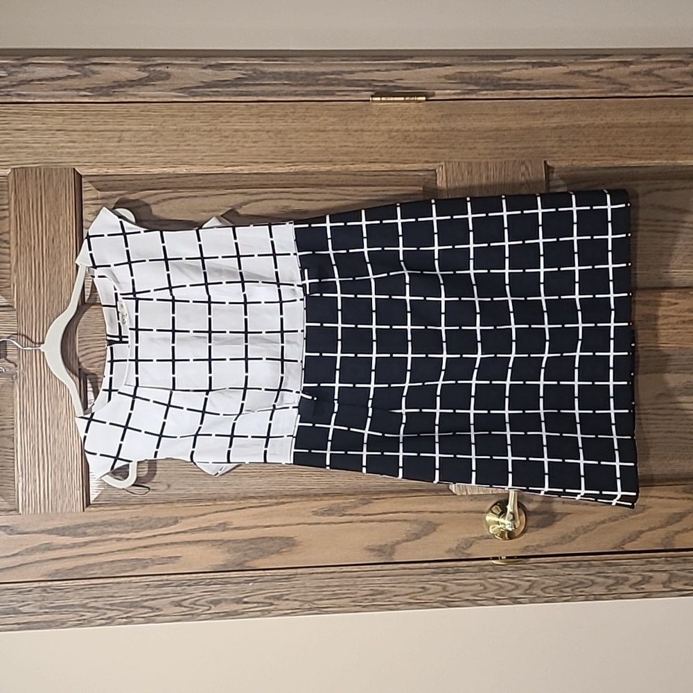 Emma & Michele Black and White Grid Midi Dress